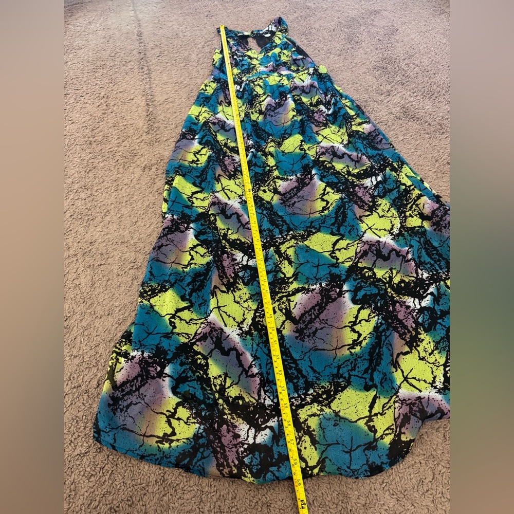 2 FOR $20 H&M Green Blue Floral Maxi Dress Sleeveless Lace Back Multi Color 6 - Picture 12 of 14